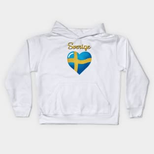 Sveriges flagga, the flag of sweden in a shape of heart Kids Hoodie